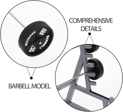 ibasenice Miniature Squat Rack Pen Holder with Barbell Pen, Dollhouse Gym Furniture, Office Desk Decor, Black Plastic, 6.29x4.72x3.93 Inches, Set of 4 for Home, Office, Car