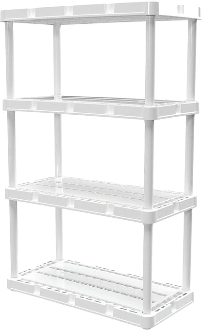 Gracious Living 3 Pack Light Duty Storage Shelves, Knect-A-Shelf 4-Shelf Ventilated Shelving Rack Organizer for Home, Garage, Basement & Laundry, White
