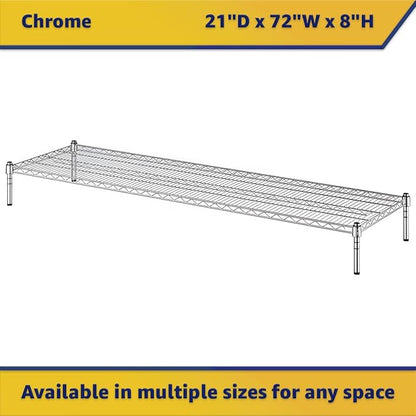 21" x 72" x 8" Chrome Wire Storage Shelf, Dunnage Rack, Commercial 1 Tier Small Shelf