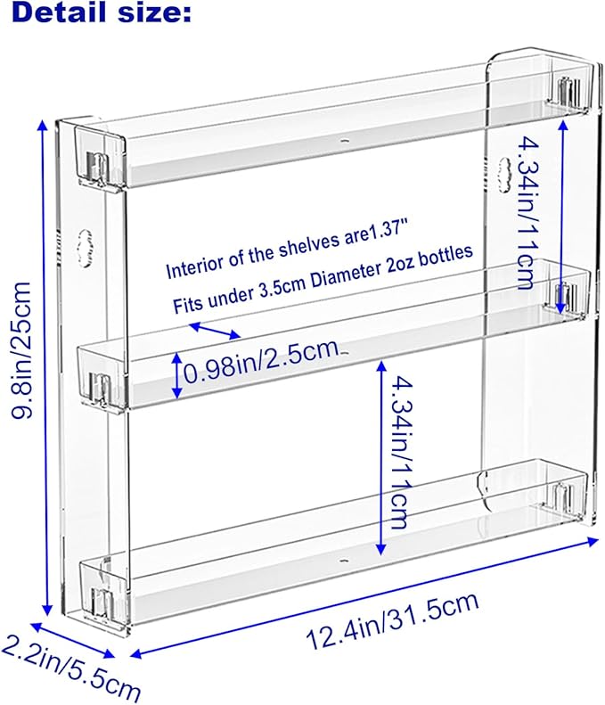 3 Tier Display Rack, Clear Paint Rack Wall-Mount (No Drill), Acrylic Craft Paint Storage Organizer, Miniature Holder for 2oz Bottle, Nail Polish Organizer, Badges, Mini Figures (1)