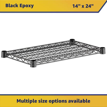2-Pack Black 14" x 24" Additional Wire Shelf for Shelving Units, Replacement Shelves for Wire Rack