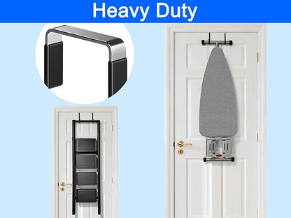 Over The Door Metal Hooks with Plastic Coating 5.5" Fit 0.5" to 1 3/8" Door 4 Pcs Heavy Duty Single Towel Robe Rack Wreath Bathroom Shower Hanger Shoe Organizer Ironing Board Short Black