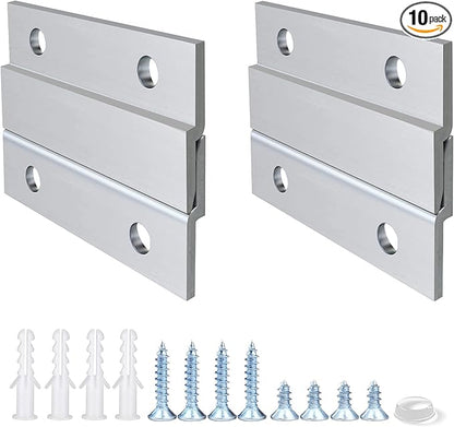 French Cleat Picture Hanger 2 Inches Aluminum Z Hanger Supports 30lbs - Interlocking Wall Mounting Bracket Hardware Kit for Hanging Mirrors, Picture, Shelf, Whiteboard, Art, Frames (2"-10Pairs)