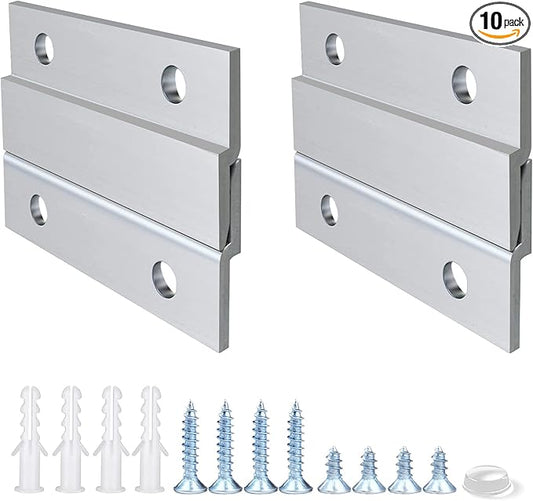 French Cleat Picture Hanger 2 Inches Aluminum Z Hanger Supports 30lbs - Interlocking Wall Mounting Bracket Hardware Kit for Hanging Mirrors, Picture, Shelf, Whiteboard, Art, Frames (2"-10Pairs)