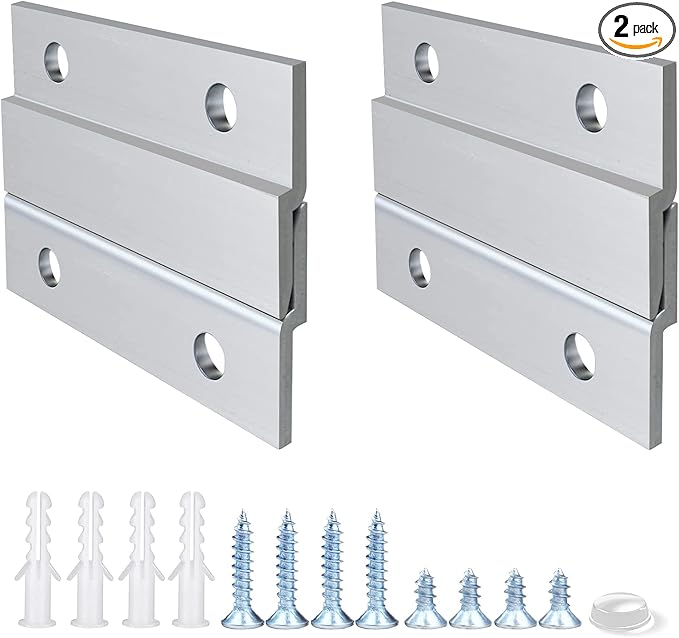 French Cleat Picture Hanger 2 Inches Aluminum Z Hanger Supports 30lbs - Interlocking Wall Mounting Bracket Hardware Kit for Hanging Mirrors, Picture, Shelf, Whiteboard, Art, Frames (2"-2Pairs)