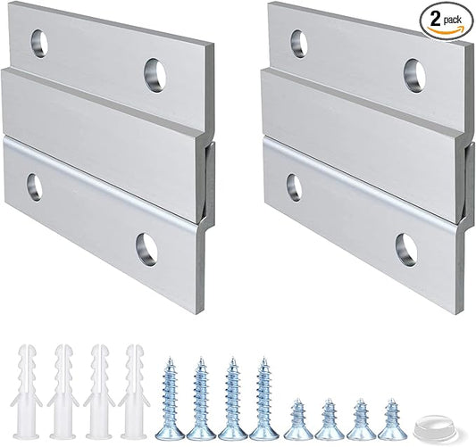French Cleat Picture Hanger 2 Inches Aluminum Z Hanger Supports 30lbs - Interlocking Wall Mounting Bracket Hardware Kit for Hanging Mirrors, Picture, Shelf, Whiteboard, Art, Frames (2"-2Pairs)