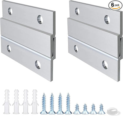 French Cleat Picture Hanger 2 Inches Aluminum Z Hanger Supports 30lbs - Interlocking Wall Mounting Bracket Hardware Kit for Hanging Mirrors, Picture, Shelf, Whiteboard, Art, Frames (2"-6Pairs)