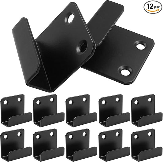 12 Pack Tile Display Wall Hanger Fastener, Stainless Steel Wall Mount Brackets Hook with 15mm Inner Width Heavy Duty Tile Hangers for Ceramic Tile Display (Black)
