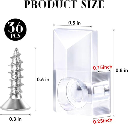 36 PCS Mirror Holder Clips Kit, Mirror Hangers for The Wall, Clear Plastic Retainer Clips, Frameless Glass Hanging Kit with Screws and Fixed Mirror Box Door