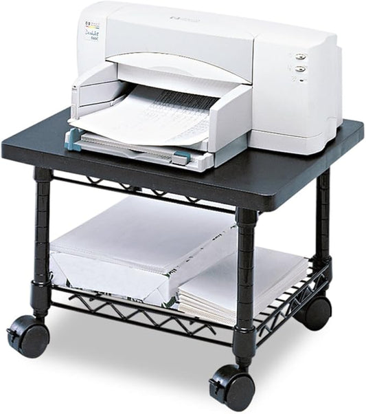 Safco Onyx Rolling Cart Printer Stand, Under-Desk Mobile Utility Table for Home Office with Steel Shelf, Gray