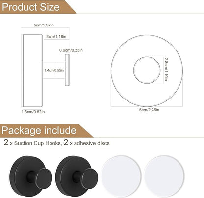 ZESLMG Black Suction Cup Hooks for Glass Window, Shower Hook for Inside Shower, Removable Towel Hooks for Bathroom Kitchen Wall Glass Door, Wreaths Loofah Suction Hook for Hanging, 2 Pack