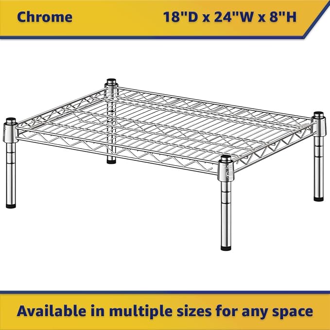 18" x 24" x 8" Chrome Wire Storage Shelf, Dunnage Rack, Commercial 1 Tier Small Shelf