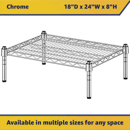18" x 24" x 8" Chrome Wire Storage Shelf, Dunnage Rack, Commercial 1 Tier Small Shelf