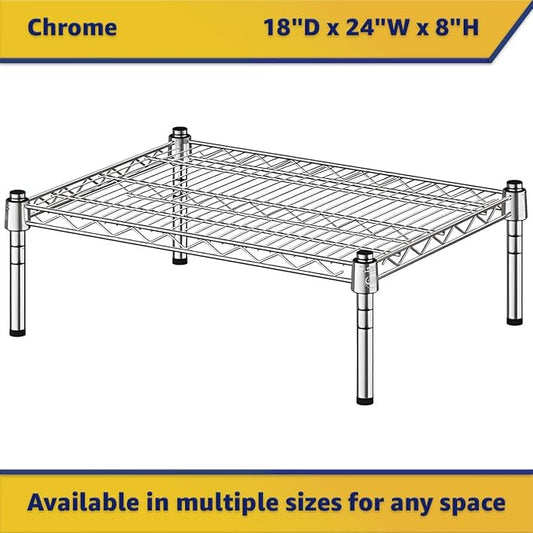 18" x 24" x 8" Chrome Wire Storage Shelf, Dunnage Rack, Commercial 1 Tier Small Shelf