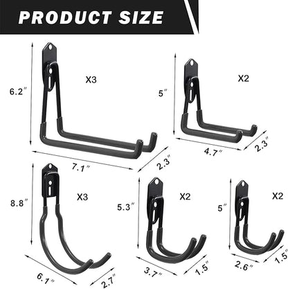Wallmaster Garage Hooks Organizer Kit,12 Pack Adjustable Heavy Duty Shelving Hook,Wall Mount Utility Steel Garage Organization (Black)