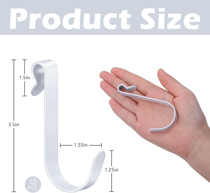 10pcs J Hooks for Wire Shelving 3.5 Inch Large White Heavy Duty Metal Shelf Hooks for Wire Shelves Racks Closet Shelving Accessories