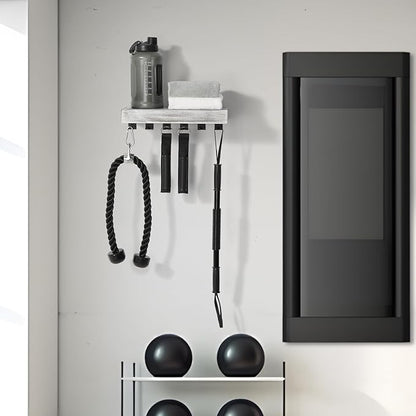 Tonal Accessory Shelf, Wall Mount Floating Shelf Organizer Fits Various Home Gym Accessories, Heavy Duty Space Saving Tonal Storage Rack with 6 T-Locks Clips Hooks Adapters Hanger, White
