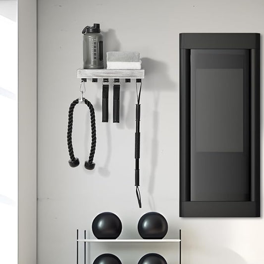 Tonal Accessory Shelf, Wall Mount Floating Shelf Organizer Fits Various Home Gym Accessories, Heavy Duty Space Saving Tonal Storage Rack with 6 T-Locks Clips Hooks Adapters Hanger, White
