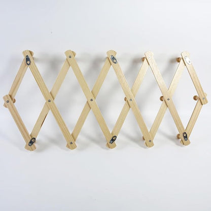 AMAPON Accordion Style Expandable Wall Wooden Coat Rack 16 Hooks (Pegs) Hang Hats Jackets Coffee Mug Purses Necklaces Towels Cap Leash Scarves Data Line Kitchenware