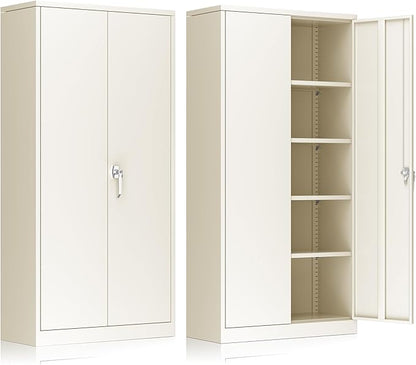 INTERGREAT Metal Storage Cabinet,72" Tall Steel File Cabinets with Locking Doors and Adjustable Shelves,Steel Storage Cabinet for Office,Home,Garage,Gym,School(Grey