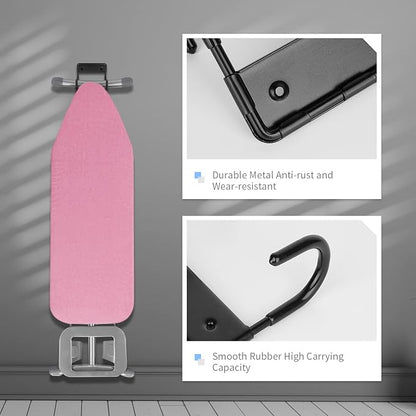 BiJun Ironing Board Hanger Wall Mount, Ironing Board Hanger with 5 Inch Length, Iron Board Holder Wall Mount for Laundry Rooms (Black)