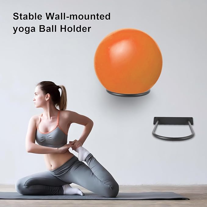 Stability Ball Holder Wall Mount - Heavy Duty Exercise & Yoga Ball Storage Rack for Home, Yoga Studios, and Commercial Gyms - Space-Saving Design for Stability Balls up to 85cm(Black 2-pack)