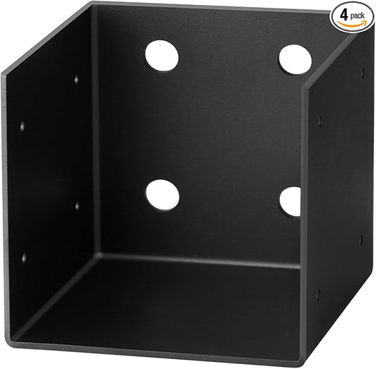 GBGS 4 Pcs 4x4 Pergola Wall Mount Bracket,11 Gauge(3 mm Thick),Black