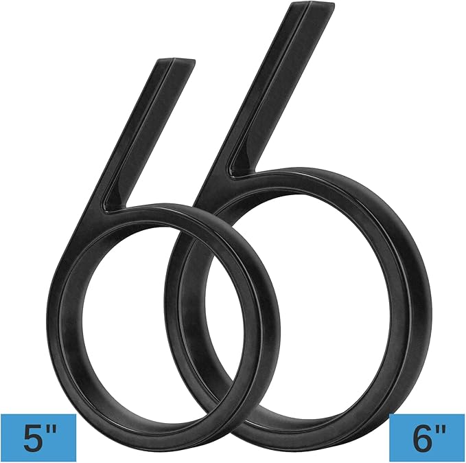 6" Stainless Steel Floating House Number 6, Metal Modern House Numbers, Mailbox Decor Number with Nail Kit, Coated Black, 911 Visibility Signage (Large 6)