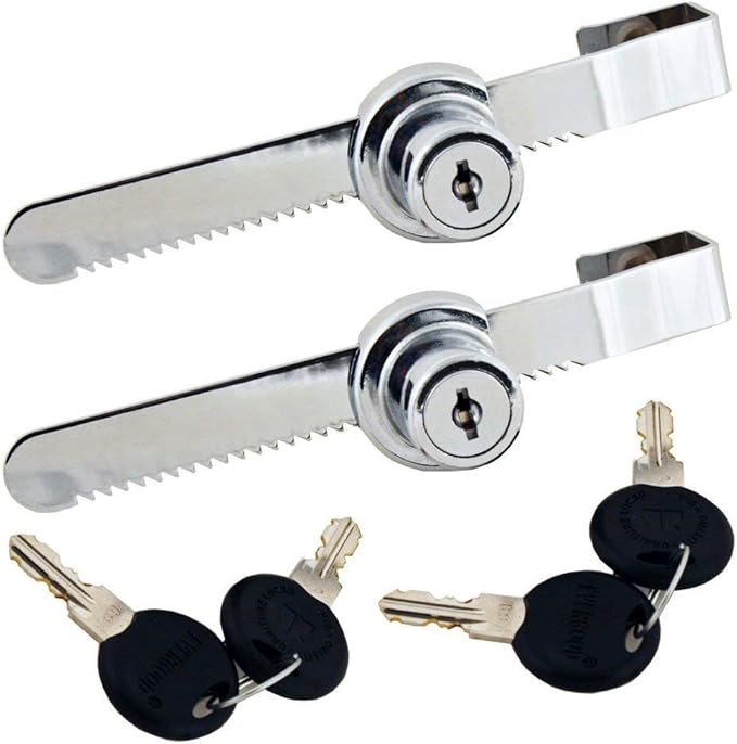 Sliding Glass Door Ratchet Lock with Chrome Finish, Keyed Alike Showcase Display - 2 Pack