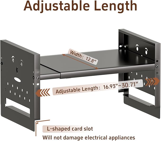 Adjustable Top Storage Shelf for Refrigerator or Washer, Dryer Countertop, Expandable Storage Shelves for Kitchen, Laundry Room and Dorm Room (Gray)