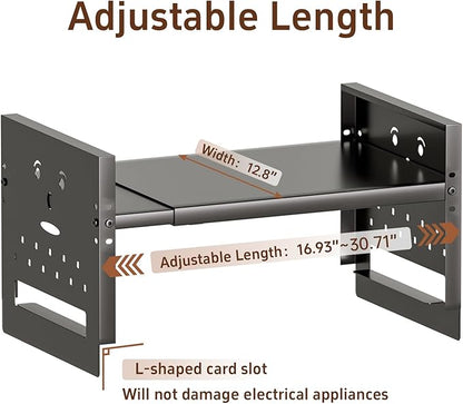 Adjustable Top Storage Shelf for Refrigerator or Washer, Dryer Countertop, Expandable Storage Shelves for Kitchen, Laundry Room and Dorm Room (Gray)