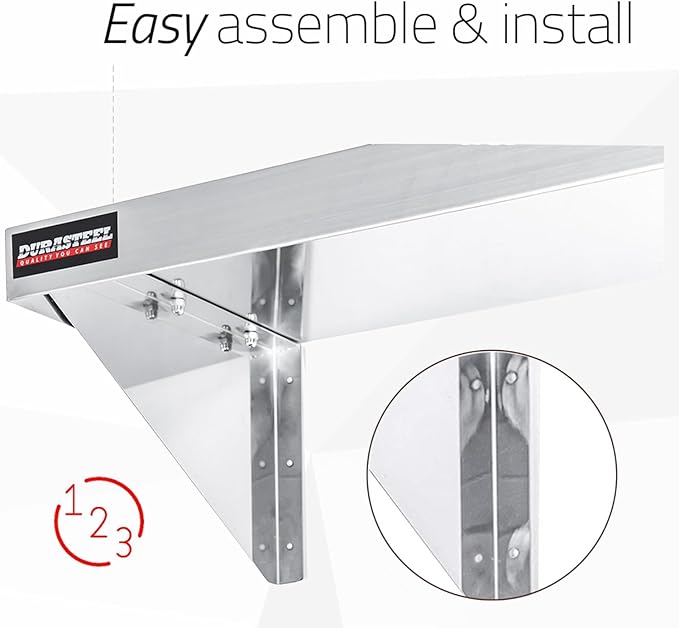 DuraSteel Stainless Steel Shelf - 72 Inch Wide x 14 Deep Commercial NSF Mounted Metal Wall Shelf Pantry Organizer Garage Storage Shelves - Rack Shelving Restaurant Kitchen Units Laundry Utility Room