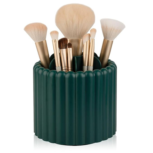 Anyoifax 360 Rotating Makeup Brush Holder 7 Slots Make Up Brush Organizer Removable Spinning Cosmetic Brushes Storage Pen Holder for Vanity, Dresser, Desk, Teal Green