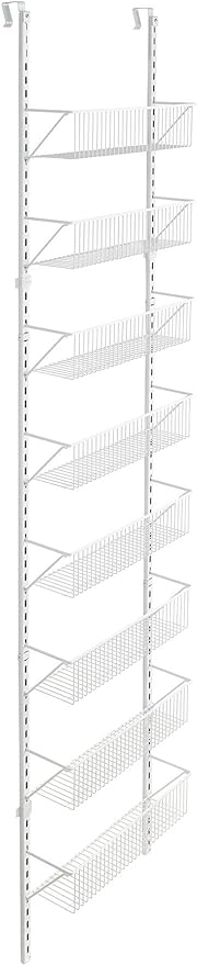 ClosetMaid 97535 Wall or Door Adjustable (8) Basket Organizer, 6.614-Inch D x 77.165-Inch H x 17.992-Inch W, White