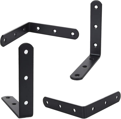 16 PCS Black L Brackets for Wood, 4" x 4" Corner Bracket Heavy Duty L Corner Brace Metal Right Angle Brackets for Shelves, Furniture, Bedframe, Cabinet, Drawer, Chair, Thickness 3MM