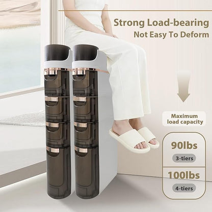 Slim Bathroom Storage,Slim Cabinet for Bathroom,Narrow Movable Bathroom Storage Organizer for Small Spaces,Bathroom,Kitchen,Living Room (4-Tiers)