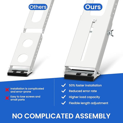 No Drill Window AC Support Bracket: Adjustable Air Conditioner Support Bracket, Heavy Duty, Fits Single & Double-Hung Windows, Universal Units for 5000-24000 BTU, Up to 350 lbs