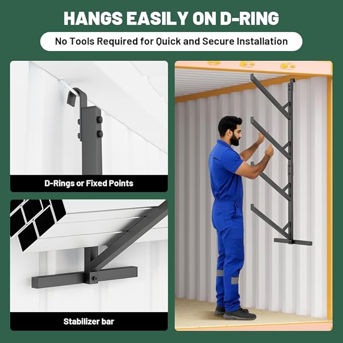 Yeeoy 4 Pack Shipping Container Shelving Brackets, 4 Tier Shipping Container Shelves, Steel Pipe Rack, Heavy Duty Adjustable Shelf Brackets for Containers Warehouse Garage, 18" L x 64" H
