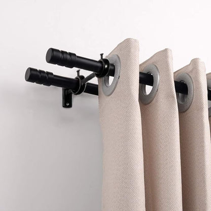 Goowin Double Curtain Rod Holder, 2 pcs Brackets Hooks for Living Room Bedroom Drapery Rods (Black)