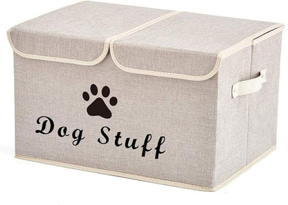 Dog toy box with lid dog storage organizer perfect basket for dog toys living room, playroom, closet, home organization and storage - Beige