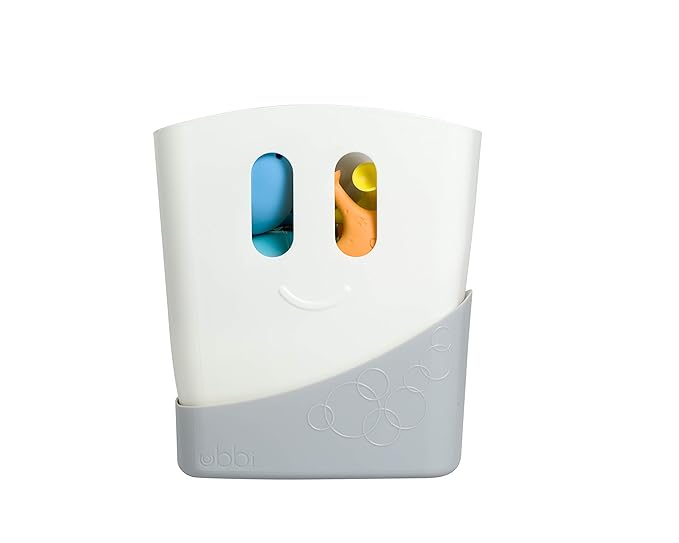 Ubbi Baby Bath Time Essential Gift Set, Stand Up Draining Bath Toy Bin, Dishwasher Safe, White