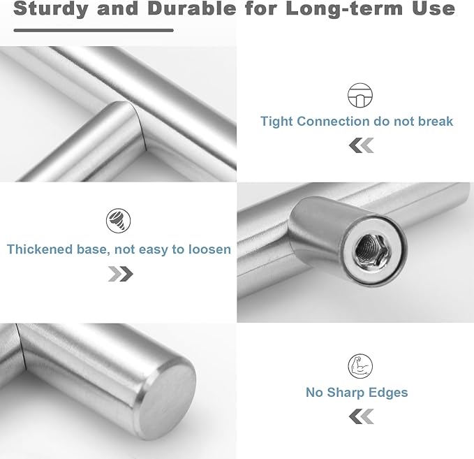 Estmoon 30 Pack Brushed Nickel Cabinet Handles 3 Inch Hole Center Drawer Pulls Stainless Steel Cabinet Pulls Silver Kitchen Handles Cabinet Hardware for Drawers, Cupboards - 5" Length, 3" Hole Center