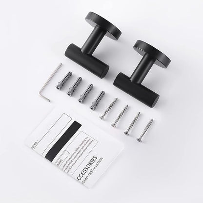 KES Bathroom Towel Hook Robe Hook Shower Kitchen Wall Hanging Hooks Wall Mount SUS 304 Stainless Steel Matt Black 2 Pack, A2164-BK-P2