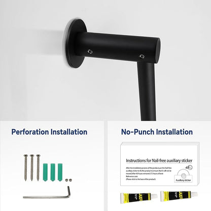 Shower Slide Bar Adjustable Handheld Shower Head Holder Wall Mount - 15inch All-Metal Shower Head Slide Bar Compatible with Bathroom Drill Free Glue Installation - Black