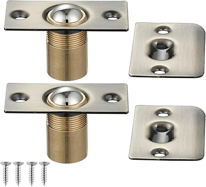 JQK Closet Ball Catch Door Hardware, Stainless Steel Catch Adjustable with Strike Plate, Antique Bronze 2 Pack, HBC100-QG-P2