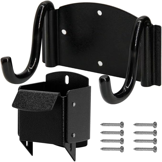 Heavy-Duty Wheelbarrow Storage Bracket, Black, Sturdy, 80 lbs Capacity, for Outdoor Use