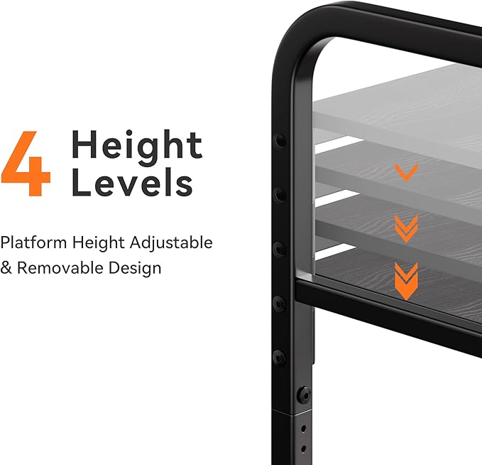 niffgaff 2 Tier Under Desk Printer Stand with Storage, 22" Rolling Printer Cart with Lockable Wheels, Height Adjustable Shelf for Home Office, Black