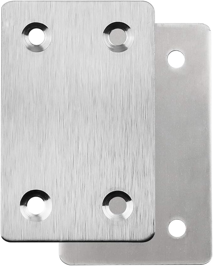 Pack of 20 Flat Metal Straight Brace Bracket 0.06inch Thickness Metal Flat Straight Mending Plates Fixing Corner Brace ,2.4inch x 1.5 inch