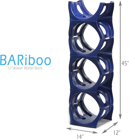 Bariboo Stackable Water Bottle Storage Rack Best Water Jugs 5 Gallon Organizer. Jug Holder for Kitchen, Cabinet and Office Organizing. Reinforced Polypropylene (Blue, 4 No Shelf)