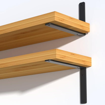 12 Pack - L 6" x H 6" x W1.5, 5mm Thick Black L Shelf Bracket, Iron Shelf Brackets, Metal Shelf Brackets, Floating Shelf, Shelf Supports with Screws